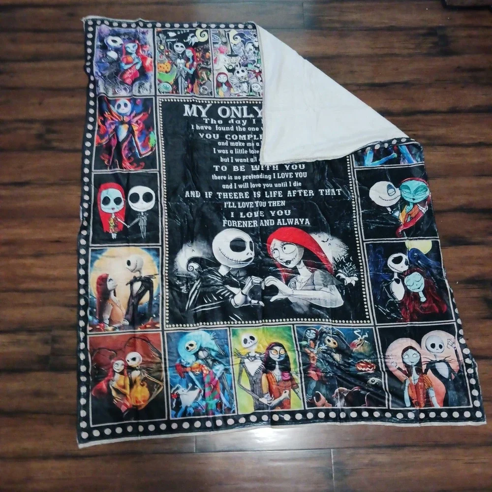 Nightmare Before Christmas Jack Sally My Only Love Fleece Throw Blanket 50x60